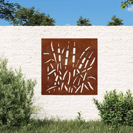 VidaXL Wanddekoration Gartengras Design 55x55 cm Cortenstahl
