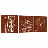 Vidaxxl Wanddekoration Garten 3 Stück Grasdesign 55x55 cm Cortenstahl