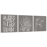 Vidaxxl Wanddekoration Garten 3 Stück Grasdesign 55x55 cm Cortenstahl