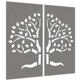 VidaXL Wanddekoration Garten 2 Stk. Baumdesign 105x55 cm Cortenstahl