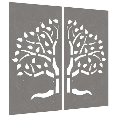 VidaXL Wanddekoration Garten 2 Stk. Baumdesign 105x55 cm Cortenstahl