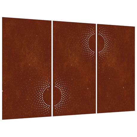 VidaXL Wanddekoration Garten 3 Stk. Sonnendesign 105x55 cm Cortenstahl