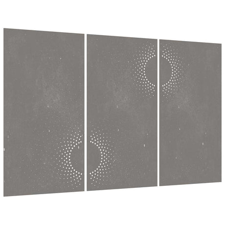 VidaXL Wanddekoration Garten 3 Stk. Sonnendesign 105x55 cm Cortenstahl
