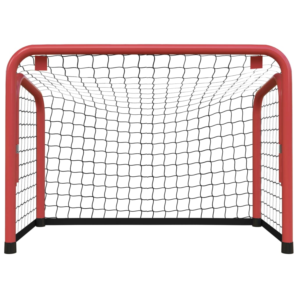 VidaXL Hockeytor mit Netz 68x32x47 cm, Stahl und Polyester, Rot und Schwarz