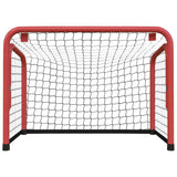 VidaXL Hockeytor mit Netz 68x32x47 cm, Stahl und Polyester, Rot und Schwarz