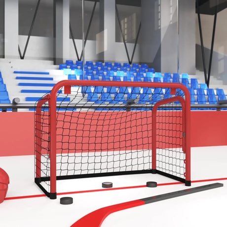 Vidaxx Hockeytor mit Netz 68x32x47 cm aus Stahl und Polyester in Rot und Schwarz