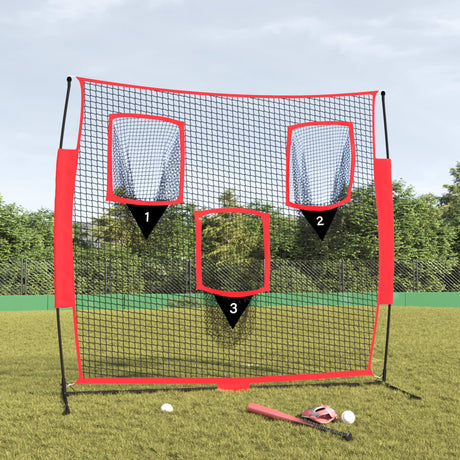 Vidaxl Baseball Net tragbar 183x105x183 cm Polyester schwarz und rot