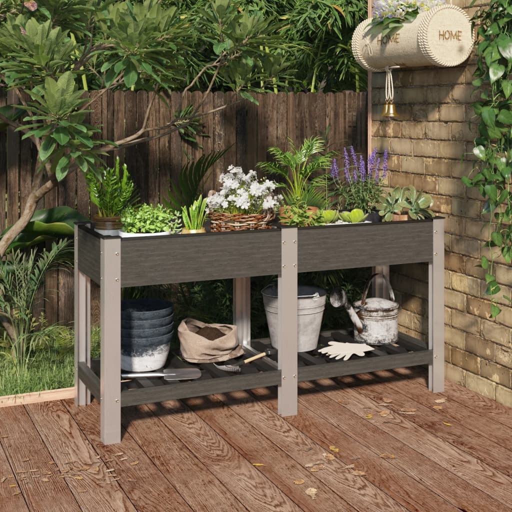 Vidaxx Pflanzgefäß erhöht mit Regal 150x50x75 cm hkc grau