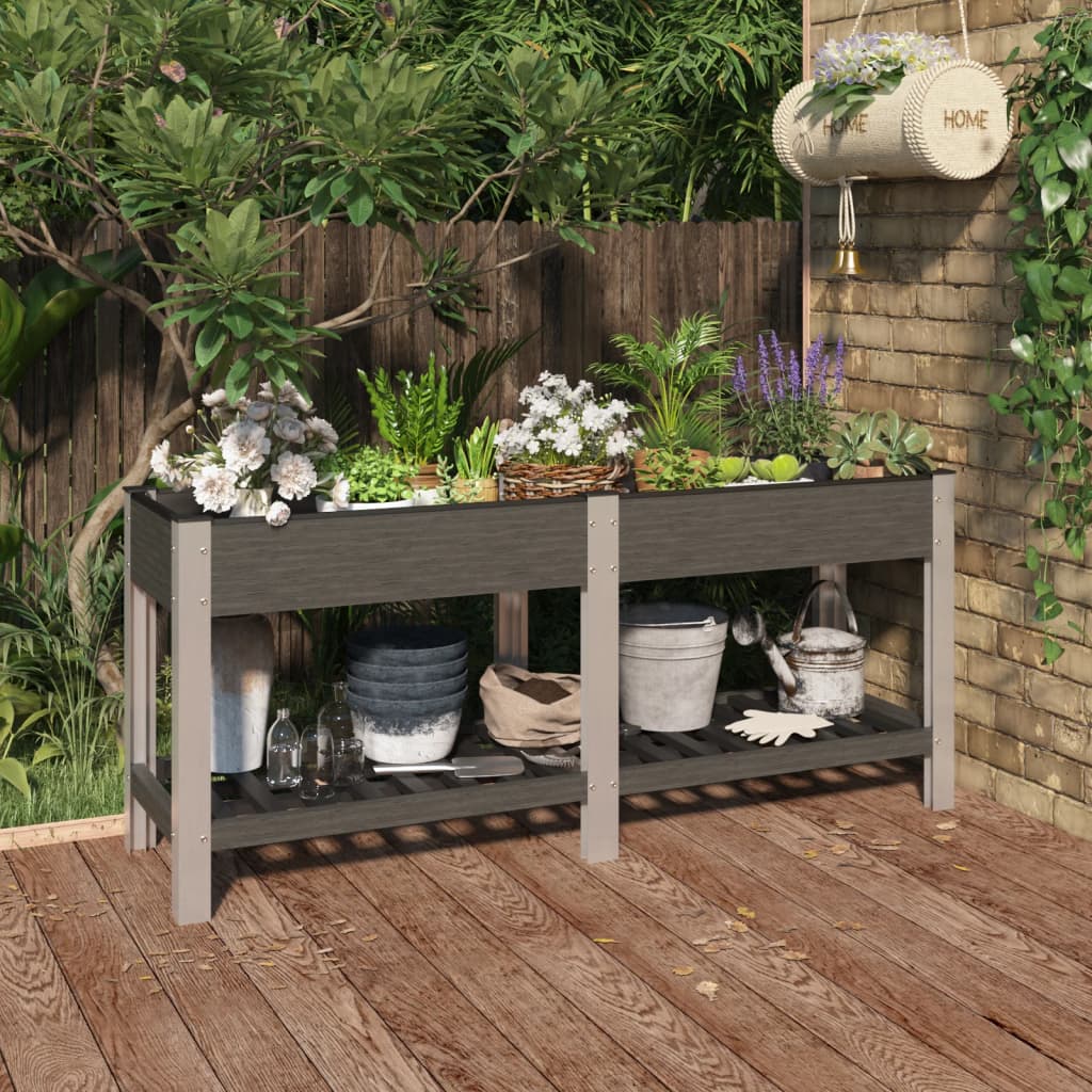 Vidaxx Pflanzgefäß erhöht mit Regal 175x50x75 cm hkc grau