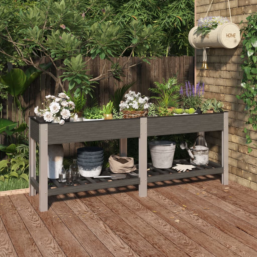 VidaXL Pflanzgefäß erhöht mit Regal 200x50x75 cm hkc grau