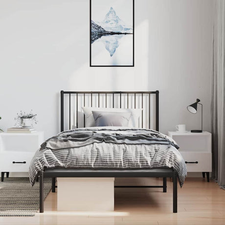 Vidaxl bedframe met hoofdbord metaal zwart 100x200 cm