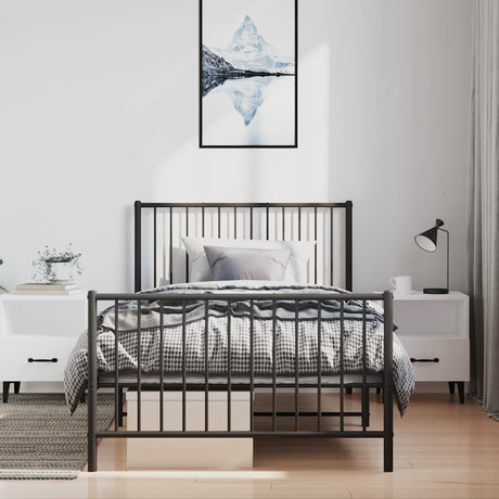 Vidaxl bedframe met hoofd- en voeteneinde metaal zwart 100x200 cm