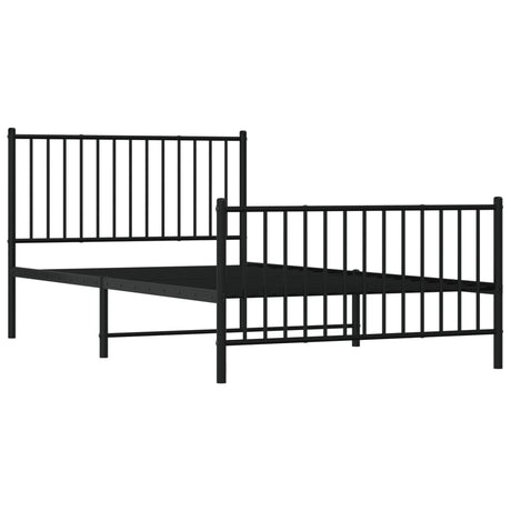 Vidaxl bedframe met hoofd- en voeteneinde metaal zwart 107x203 cm