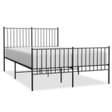 Vidaxl bedframe met hoofd- en voeteneinde metaal zwart 140x190 cm