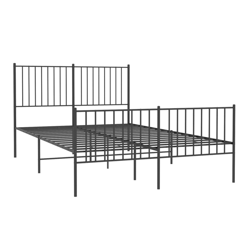 Vidaxl bedframe met hoofd- en voeteneinde metaal zwart 140x190 cm