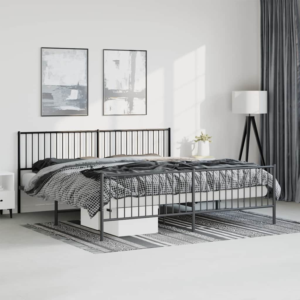 Vidaxl bedframe met hoofd- en voeteneinde metaal zwart 193x203 cm
