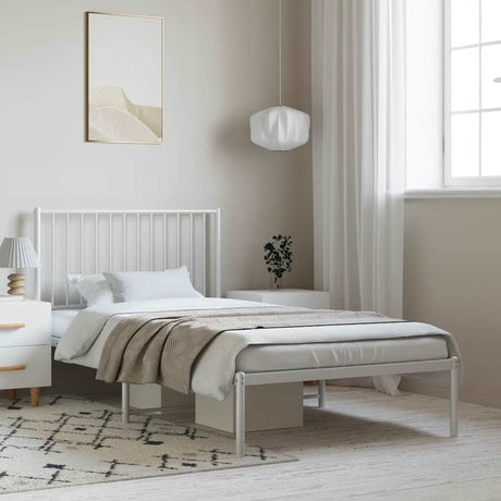 Vidaxl bedframe met hoofdbord metaal wit 100x200 cm