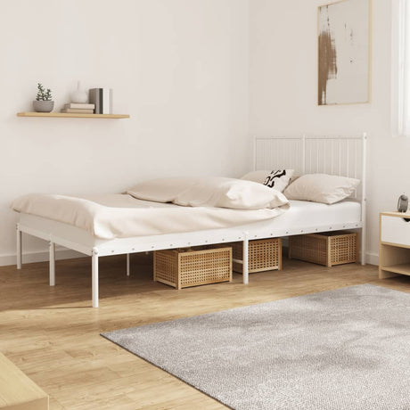 Vidaxl bedframe met hoofdbord metaal wit 120x190 cm