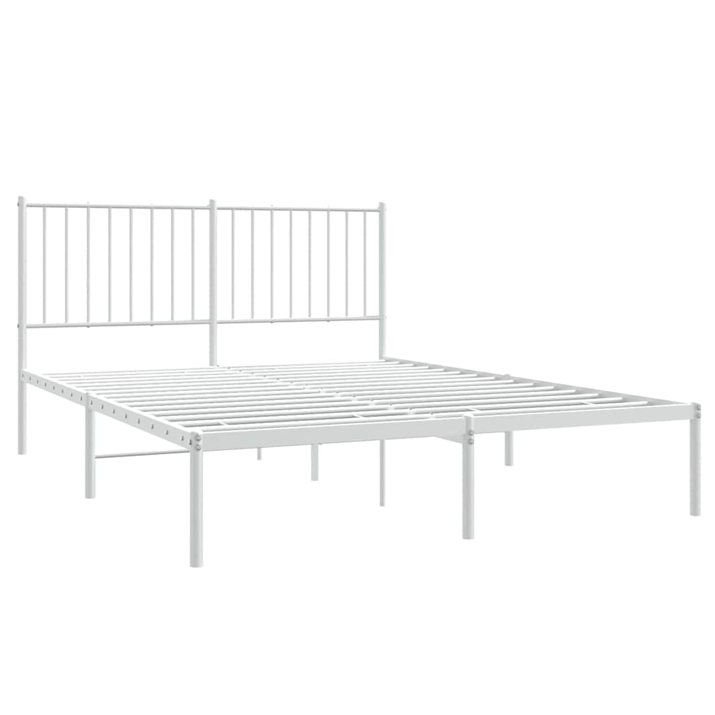 Vidaxl bedframe met hoofdbord metaal wit 135x190 cm