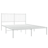 Vidaxl bedframe met hoofdbord metaal wit 135x190 cm