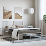 Vidaxl bedframe met hoofdbord metaal wit 135x190 cm