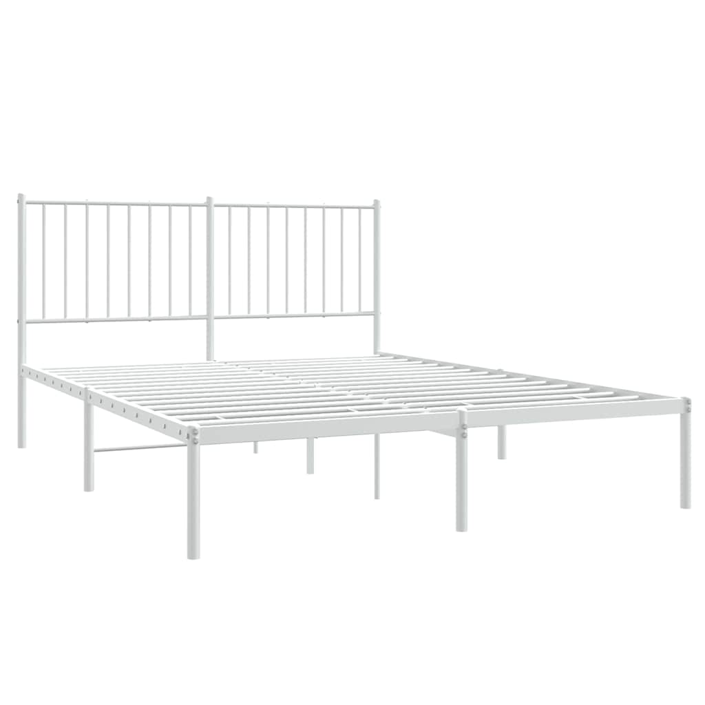 Vidaxl bedframe met hoofdbord metaal wit 140x200 cm