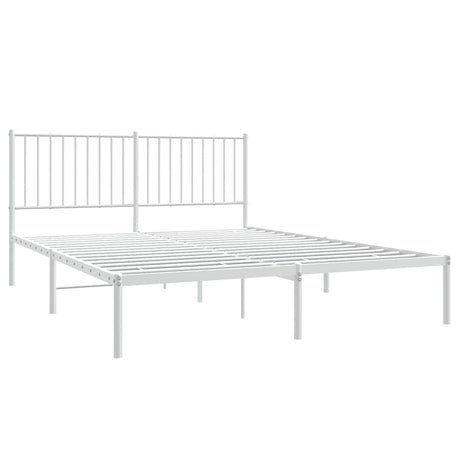 Vidaxl bedframe met hoofdbord metaal wit 160x200 cm