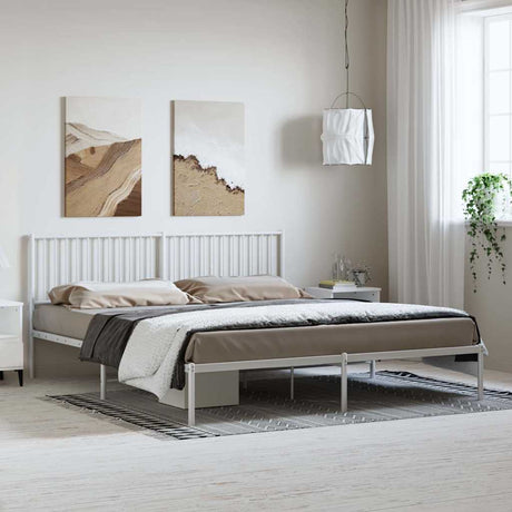 Vidaxl bedframe met hoofdbord metaal wit 183x213 cm