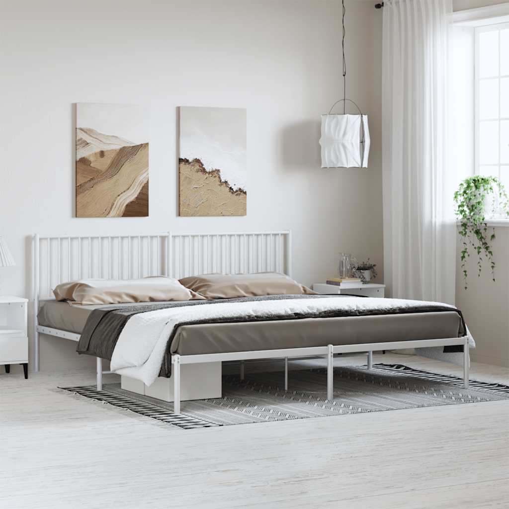 Vidaxl bedframe met hoofdbord metaal wit 193x203 cm