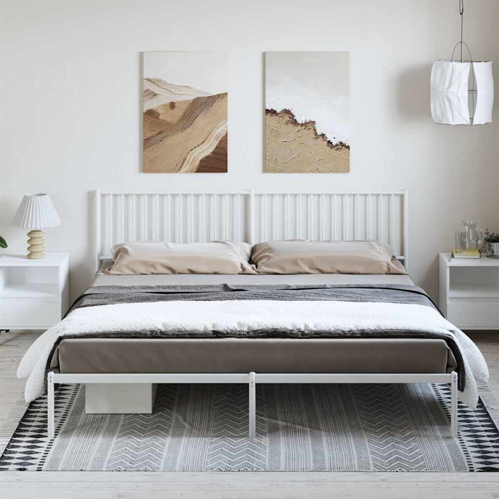 Vidaxl bedframe met hoofdbord metaal wit 193x203 cm