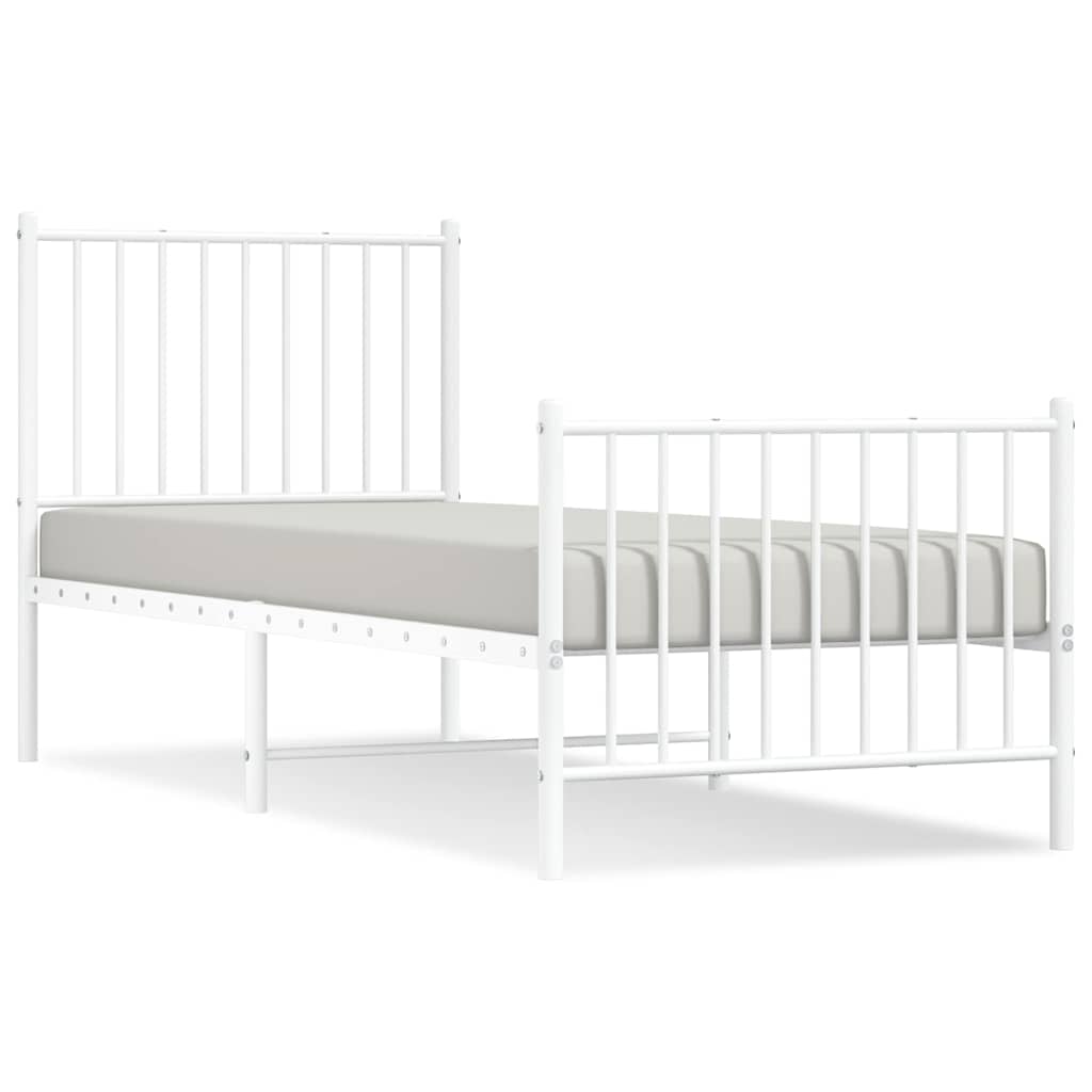 Vidaxl bedframe met hoofd- en voeteneinde metaal wit 80x200 cm