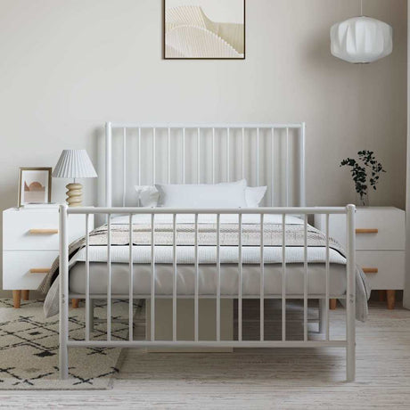 Vidaxl bedframe met hoofd- en voeteneinde metaal wit 100x200 cm