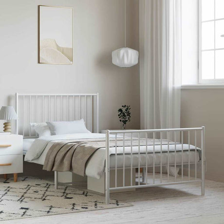 Vidaxl bedframe met hoofd- en voeteneinde metaal wit 100x200 cm