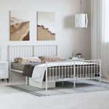 Vidaxl bedframe met hoofd- en voeteneinde metaal wit 135x190 cm