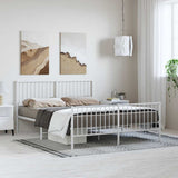 Vidaxl bedframe met hoofd- en voeteneinde metaal wit 150x200 cm