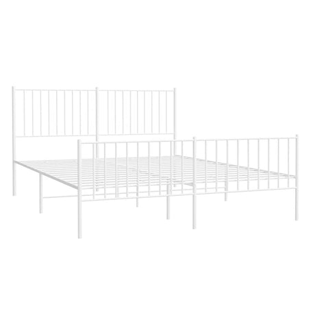 Vidaxl bedframe met hoofd- en voeteneinde metaal wit 160x200 cm