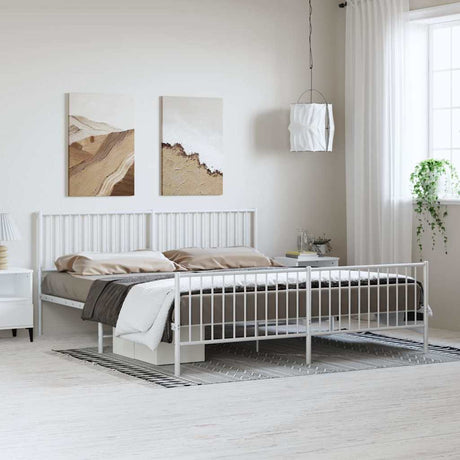Vidaxl bedframe met hoofd- en voeteneinde metaal wit 183x213 cm