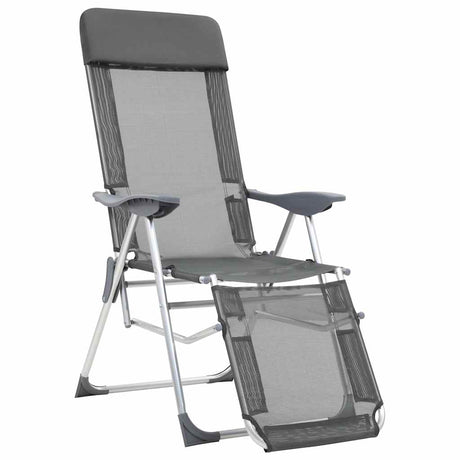 Vidaxl campingstoelen met voetensteun 2 st inklapbaar textileen grijs