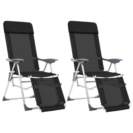 Vidaxl campingstoelen met voetensteun 2 st inklapbaar textileen zwart