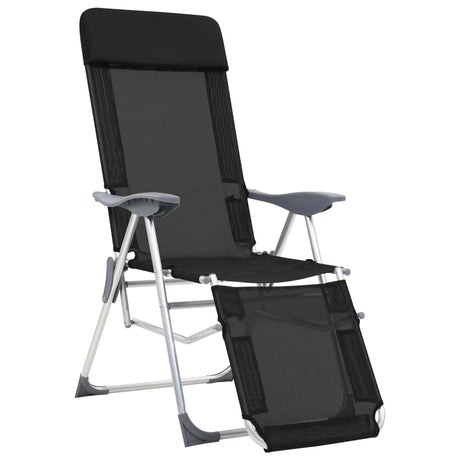 Vidaxl campingstoelen met voetensteun 2 st inklapbaar textileen zwart