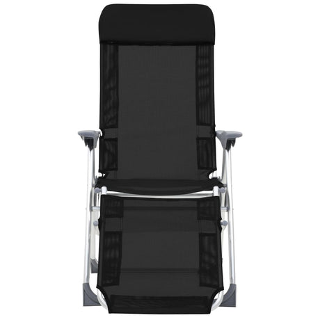 Vidaxl campingstoelen met voetensteun 2 st inklapbaar textileen zwart