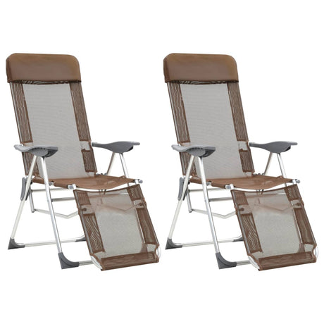 Vidaxl campingstoelen met voetensteun 2 st inklapbaar textileen bruin