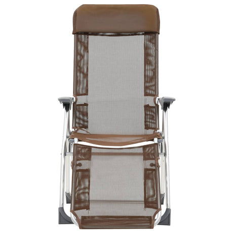 Vidaxl campingstoelen met voetensteun 2 st inklapbaar textileen bruin