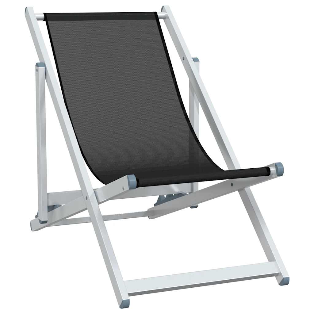 Vidaxl opklapbare stoelen, 2 stuks, zwart aluminium en textilene.