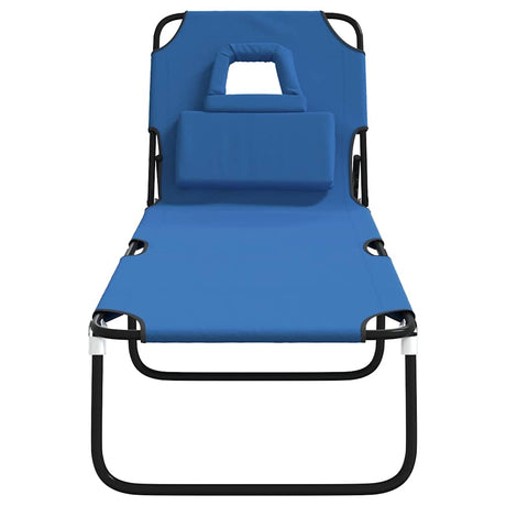 Vidaxl ligbed inklapbaar oxford stof en gepoedercoat staal blauw