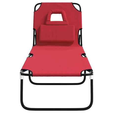 Vidaxl ligbed inklapbaar oxford stof en gepoedercoat staal rood