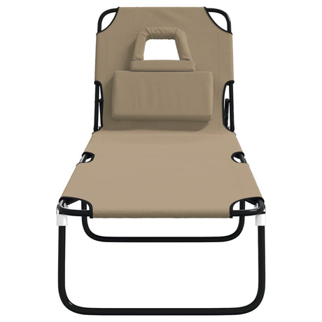 Vidaxl ligbed inklapbaar oxford stof en gepoedercoat staal taupe