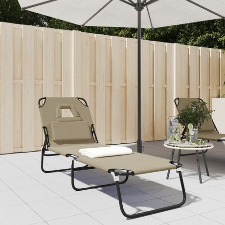 Vidaxl ligbed inklapbaar oxford stof en gepoedercoat staal taupe