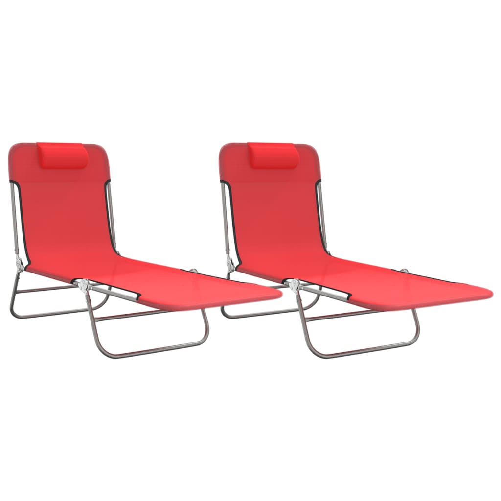 Vidaxl ligbedden 2 st inklapbaar textileen en staal rood