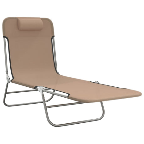 Vidaxl ligbedden 2 st inklapbaar textileen en staal taupe